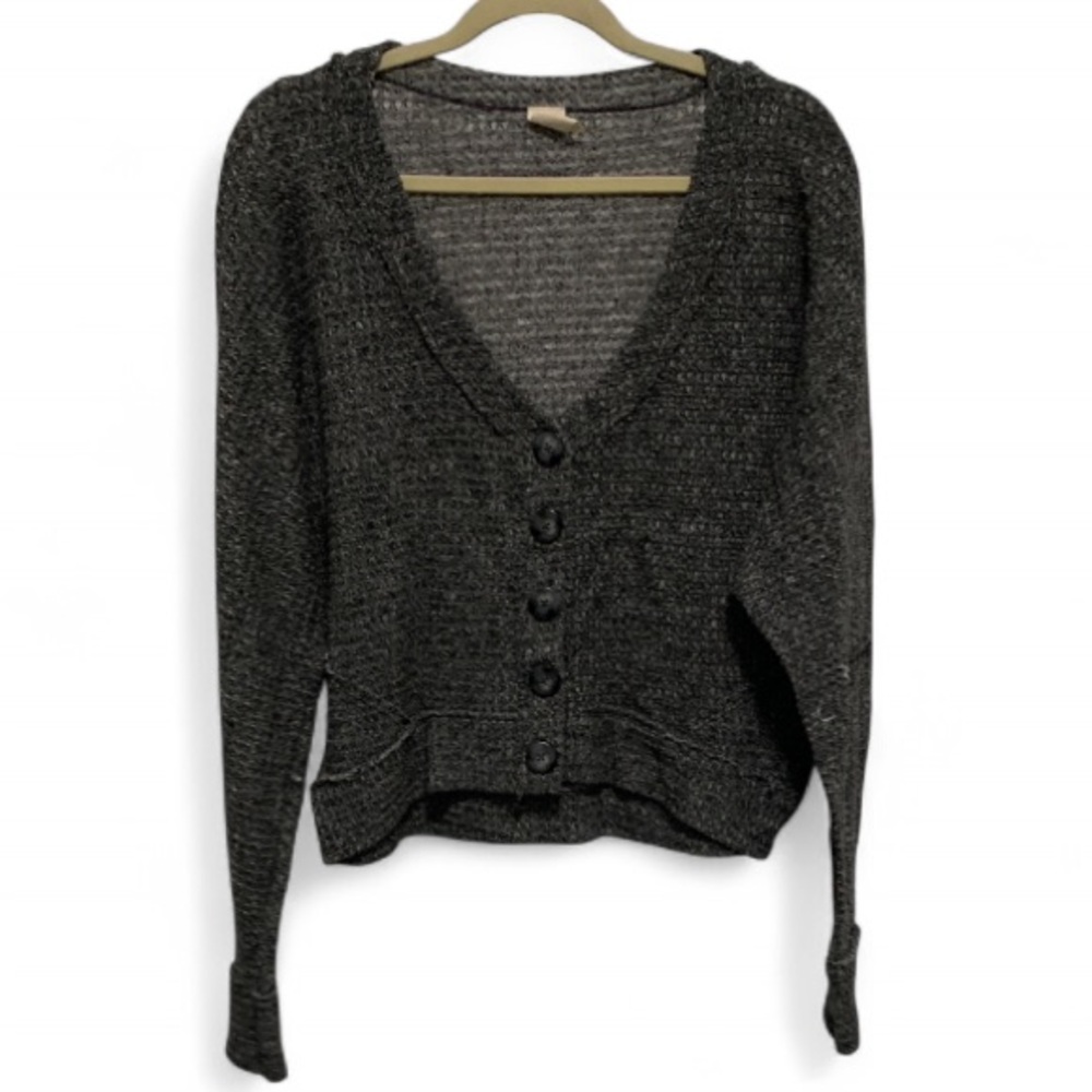 Free People We the Free Gray Waffle Knit Cardigan